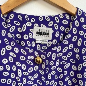 Vintage Plus Sized Leslie Fay Purple Patterned Dress Size 16